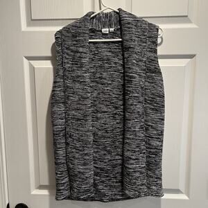 Gap Women’s Black/White Marled Open Cardigan Sweater Vest Size Small